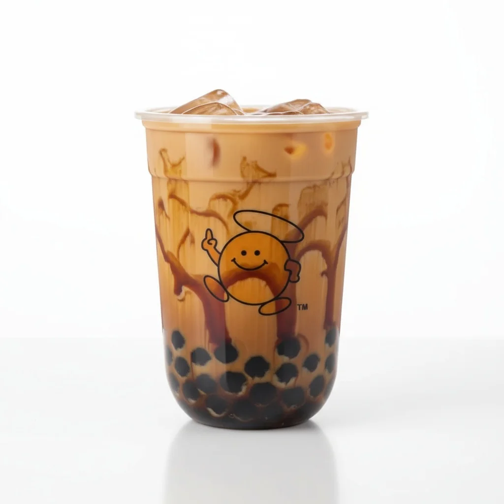 HappyCup Brown Sugar Milk Tea - signature tiger stripe bubble tea